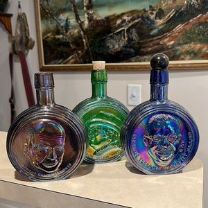 🇺🇸 Vintage Wheaton Glass Presidential Bottles Eisenhower Roosevelt Set of 3